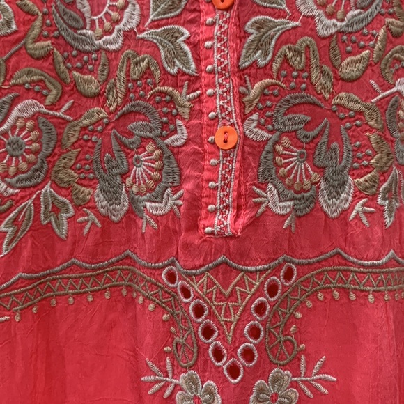Johnny Was Beautiful Britta coral Tunic Top, with embroidery size S NWT . - Picture 6 of 16